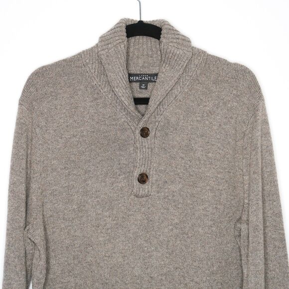 J.Crew Mercantile Mens Sweater Size Medium Brown Lambs Wool Academia Preppy - Picture 5 of 6